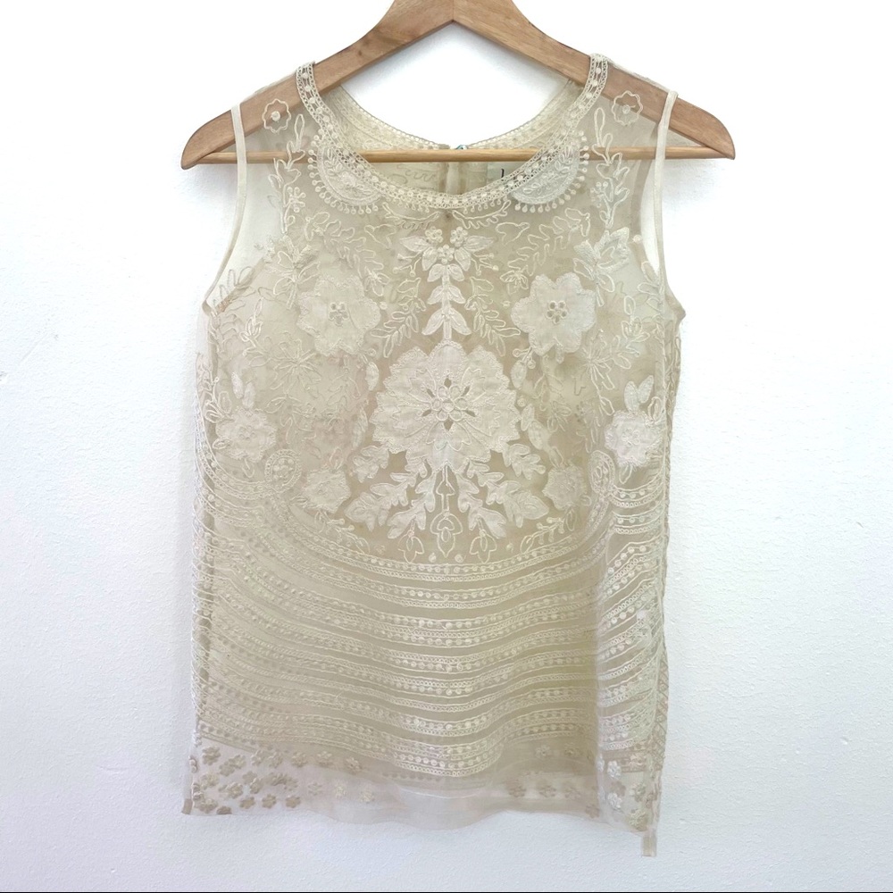 LABEL Ritu Kumar Lace/Mesh Embroidered Top